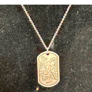 Tiffany & Co Silver Nike Women Marathon 2013 Silver Dog Tag Necklace 18” Pendant